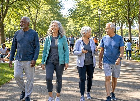 4 people walking in the park-450x325